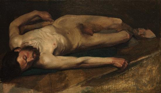 埃德加·德加，《Homme nu couché》（1855）